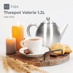 Vaja Valerie - Theepot Met Filter - Dubbelwandig - RVS - 1.2L -Greenpan Winkel 1200x1200 459