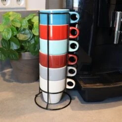 Orange85 Koffiekopjes - Met Houder - Set Van 6 - Gekleurd - 300 Ml - Keramiek -Greenpan Winkel 1200x1200 484