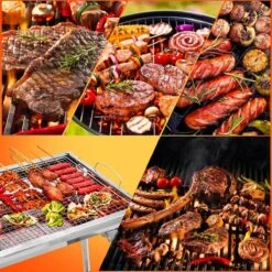 Uten - Houtskoolbarbecue - Opvouwbare Barbecue - Houtskoolbarbecues - Draagbare Camping Barbecue - 430 Roestvrij Staal Grill BBQ - 5-10 Persoon Tuin Buitenfeest - Zilver -Greenpan Winkel 1200x1200 499
