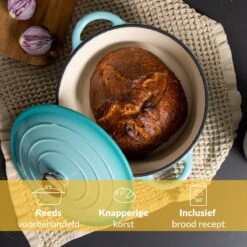 Chefarone Gietijzeren Pan - Braadpan Inclusief Deksel - Geschikt Voor Alle Warmtebronnen - Geëmailleerd Blauw -Greenpan Winkel 1200x1200 556