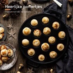 Ocina Poffertjespan – Combo Pack – 19 Poffertjes – Poffertjesmaker – Poffertjespan Inductie – Poffertjespan Electrisch – Gietijzeren Pan - Inclusief Doseerfles, Handvaten, 6x Poffertjesvorken En Invetkwast – Gratis Receptenboek -Greenpan Winkel 1200x1200 566