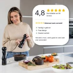 Deleca Luxe Peper En Zoutmolen Set - Met Geschenkdoos - Zout / Pepermolen - Rubberhout - Zwart & Goud -Greenpan Winkel 1200x1200 621