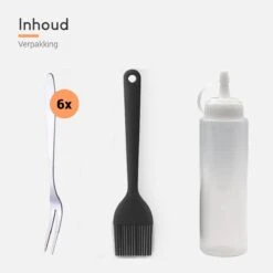 Ocina Poffertjespan Accessoires Set - Doseerfles - Poffertjes Spuitfles - 6x Poffertjes Vork - Kwast - Siliconen Kwast - Bakkwast - Gratis Poffertjes E-Book -Greenpan Winkel 1200x1200 638