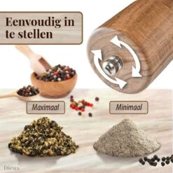 Dieux® - Peper En Zoutmolen Set - Cilinder Vorm - 22CM - Zout Peper Kruiden - 2 Stuks - Acacia Hout - Instelbare Maalgraad - Duurzaam - Luxe Kwaliteit - Hervulbaar - Pepermolen - Zoutmolen - BBQ Accesoires - Pasen -Greenpan Winkel 1200x1200 645