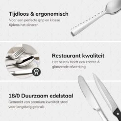 Deleca 12 Persoons Bestekset (72-delig) - Lepels, Messen, Vorken & Steakmessen - Vaatwasserbestendig - Zilver / RVS -Greenpan Winkel 1200x1200 695