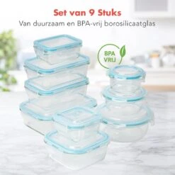 KitchenBrothers Meal Prep Bakjes - Set - Luchtdicht - BPA Vrij - Glas - 9 Stuks 3 KitchenBrothers Meal Prep Bakjes - Set - Luchtdicht - BPA Vrij - Glas - 9 Stuks -Greenpan Winkel 1200x1200 782