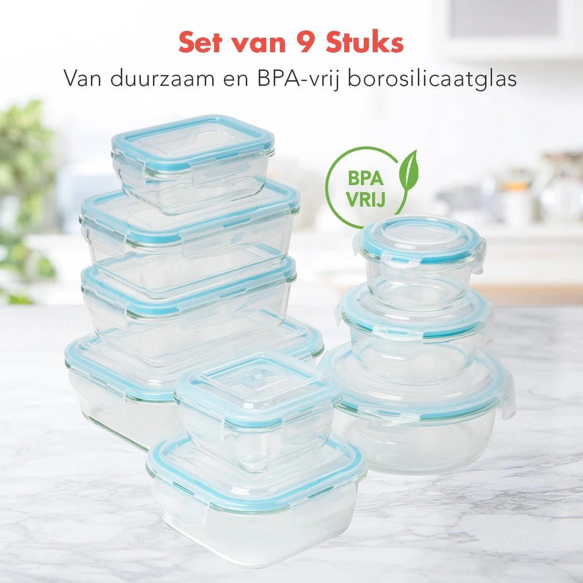 KitchenBrothers Meal Prep Bakjes - Set - Luchtdicht - BPA Vrij - Glas - 9 Stuks KitchenBrothers Meal Prep Bakjes - Set - Luchtdicht - BPA Vrij - Glas - 9 Stuks -Greenpan Winkel 1200x1200 782