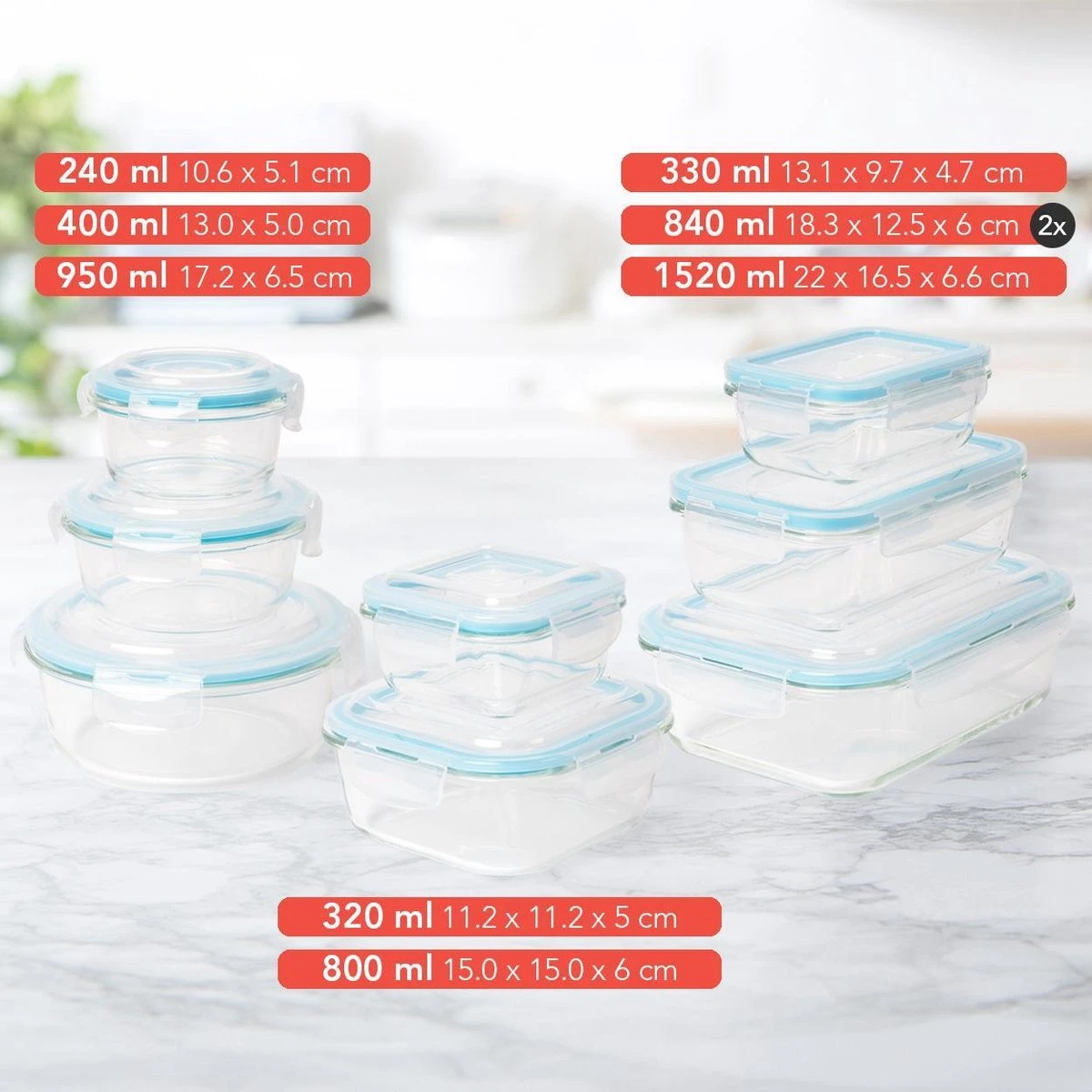 KitchenBrothers Meal Prep Bakjes - Set - Luchtdicht - BPA Vrij - Glas - 9 Stuks KitchenBrothers Meal Prep Bakjes - Set - Luchtdicht - BPA Vrij - Glas - 9 Stuks -Greenpan Winkel 1200x1200 788
