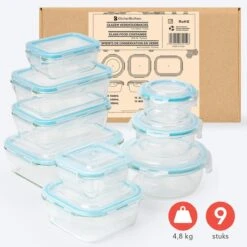 KitchenBrothers Meal Prep Bakjes - Set - Luchtdicht - BPA Vrij - Glas - 9 Stuks 10 KitchenBrothers Meal Prep Bakjes - Set - Luchtdicht - BPA Vrij - Glas - 9 Stuks -Greenpan Winkel 1200x1200 789