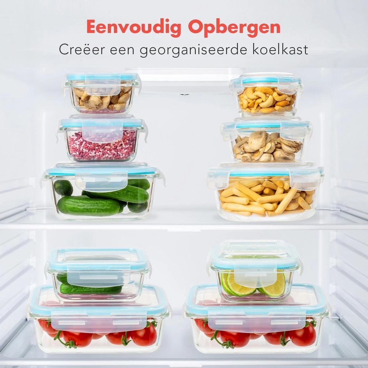 KitchenBrothers Meal Prep Bakjes - Set - Luchtdicht - BPA Vrij - Glas - 9 Stuks KitchenBrothers Meal Prep Bakjes - Set - Luchtdicht - BPA Vrij - Glas - 9 Stuks -Greenpan Winkel 1200x1200 790