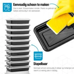 Meal Prep Bakjes - 20 Stuks - 1 Compartiment - Lunchbox - Diepvriesbakjes - Vershoudbakjes - Plastic Bakjes Met Deksel - Magnetron Bakjes Met Deksel - Meal Prep - Vershouddoos - 1L - BPA Vrij - Fitcrafters -Greenpan Winkel 1200x1200 794