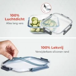 KitchenBrothers Meal Prep Bakjes - Set - Luchtdicht - BPA Vrij - 1L - Glas - 5 Stuks -Greenpan Winkel 1200x1200 807