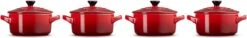 Le Creuset Aardewerken Mini Pannetjes Set Van 4 Stuks Kersenrood -Greenpan Winkel 1200x184