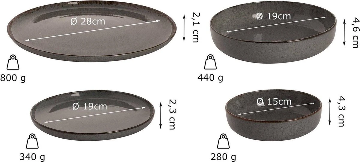 Palmer Serviesset Antigo Porselein 4-persoons 16-delig Blauw Palmer Serviesset Antigo Porselein 4-persoons 16-delig Blauw -Greenpan Winkel
