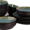 Palmer Serviesset Lotus Stoneware 6-persoons 24-delig Zwart Turquoise -Greenpan Winkel 1200x707 1