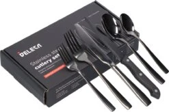 Deleca 6 Persoons Bestekset (36-delig) - Lepels, Messen, Vorken & Steakmessen - Vaatwasserbestendig - Zwart / RVS -Greenpan Winkel 1200x796 5