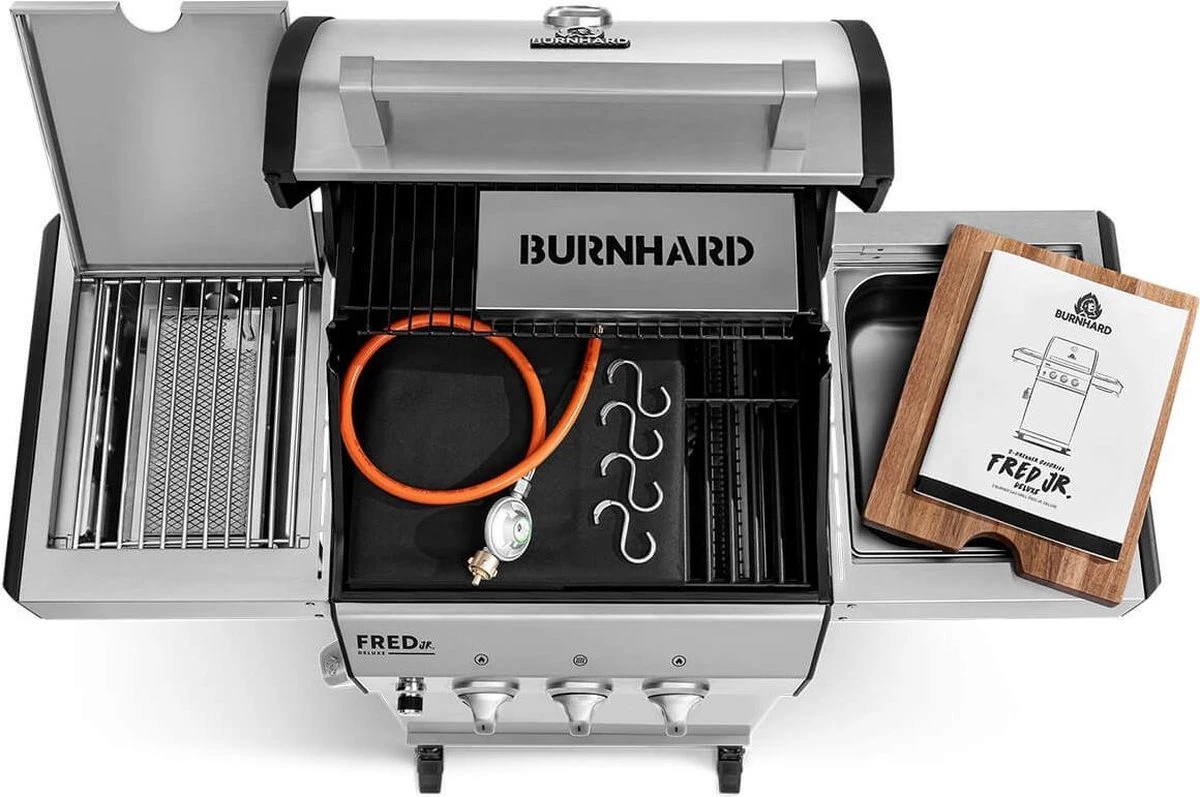 Burnhard Gas BBQ FRED JR. Deluxe - 2 Branders - Incl. Keramische Infraroodbrander & Afdekhoes - Deluxe Burnhard Gas BBQ FRED JR. Deluxe - 2 Branders - Incl. Keramische Infraroodbrander & Afdekhoes - Deluxe -Greenpan Winkel 1200x797 1