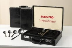 Swiss Pro+ Bestekset In Koffer-72 Delig-12 Persoons-Zwitsers Kwaliteit-Complete Set-100% Roestvrijstaal- Zwart -Greenpan Winkel 1200x799 37