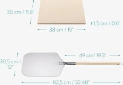 Navaris Pizzasteen XL Voor Oven En Barbecue - Rechthoekige Pizzaplaat 38 X 30 Cm - Inclusief Pizzaschep Met Extra Lang Handvat En Receptenboek -Greenpan Winkel 1200x834 2