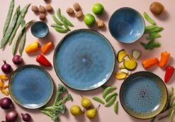 Palmer Serviesset Lotus Stoneware 6-persoons 24-delig Zwart Turquoise -Greenpan Winkel 1200x838 2