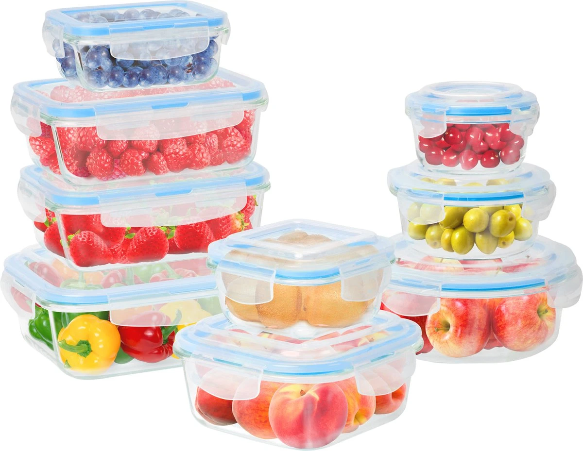 KitchenBrothers Meal Prep Bakjes - Set - Luchtdicht - BPA Vrij - Glas - 9 Stuks KitchenBrothers Meal Prep Bakjes - Set - Luchtdicht - BPA Vrij - Glas - 9 Stuks -Greenpan Winkel 1200x929 1