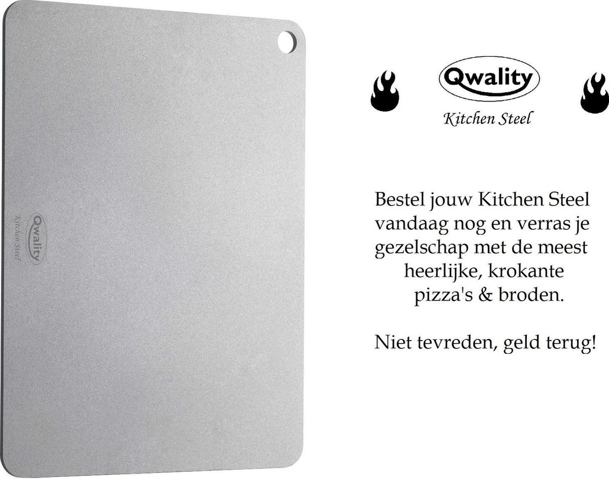 Pizzasteen van Staal – Pizza Steen - Pizza en Brood Bakken - 40 x 30 x 0,6 cm - Cadeau voor man - Kitchen Steel by Qwality Pizzasteen Van Staal – Pizza Steen - Pizza En Brood Bakken - 40 X 30 X 0,6 Cm - Cadeau Voor Man - Kitchen Steel By Qwality -Greenpan Winkel