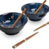 EDO JAPAN - RAMEN BOWL SET/6 2PERS HANA BLAUW O/22CM|H9CM -Greenpan Winkel 1200x957