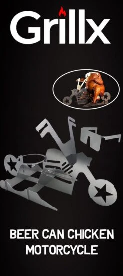 GrillX Beer Can Chicken Houder - Kiphouder Motorcycle - BBQ Accesoires - Bierkip - Barbeque Gereedschap - Chicken Sitter -Greenpan Winkel 533x1200