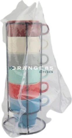 Orange85 Koffiekopjes - Met Houder - Set Van 6 - Gekleurd - 300 Ml - Keramiek -Greenpan Winkel 626x1200