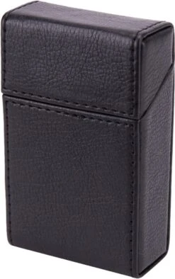 Merkloos ''OP=OP'' Luxe Lederen Sigarettenhouder - Zwart - Sigaretten Box - Sigaretten Doosje - 20 Sigaretten - Design - Cigarette Case