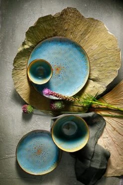 Palmer Serviesset Lotus Stoneware 6-persoons 24-delig Zwart Turquoise -Greenpan Winkel 800x1200 6