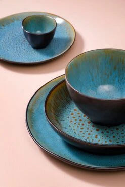 Palmer Serviesset Lotus Stoneware 6-persoons 24-delig Zwart Turquoise -Greenpan Winkel 801x1200 3