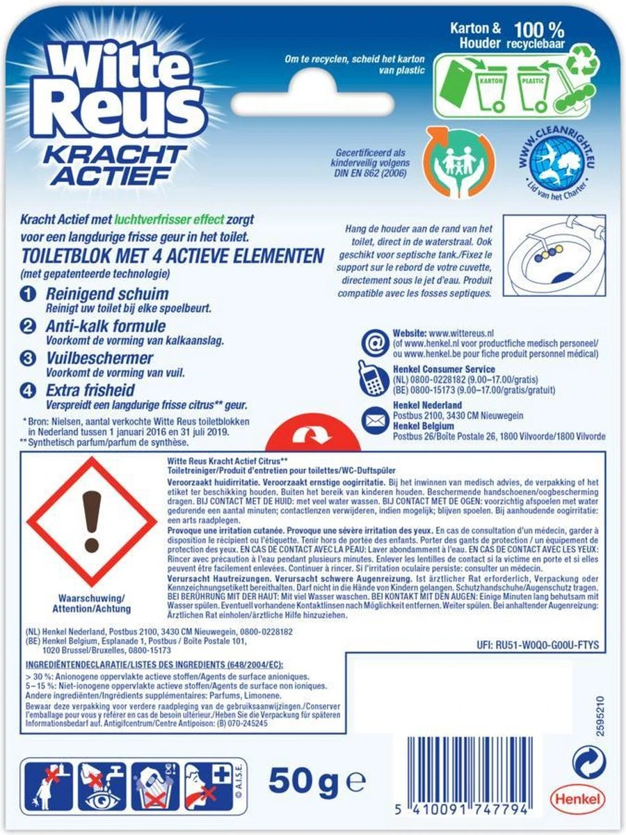 Witte Reus Kracht Actief Toiletblok - Citrus - WC Blokjes Voordeelverpakking - 10 Stuks Witte Reus Kracht Actief Toiletblok - Citrus - WC Blokjes Voordeelverpakking - 10 Stuks -Greenpan Winkel 900x1200 21