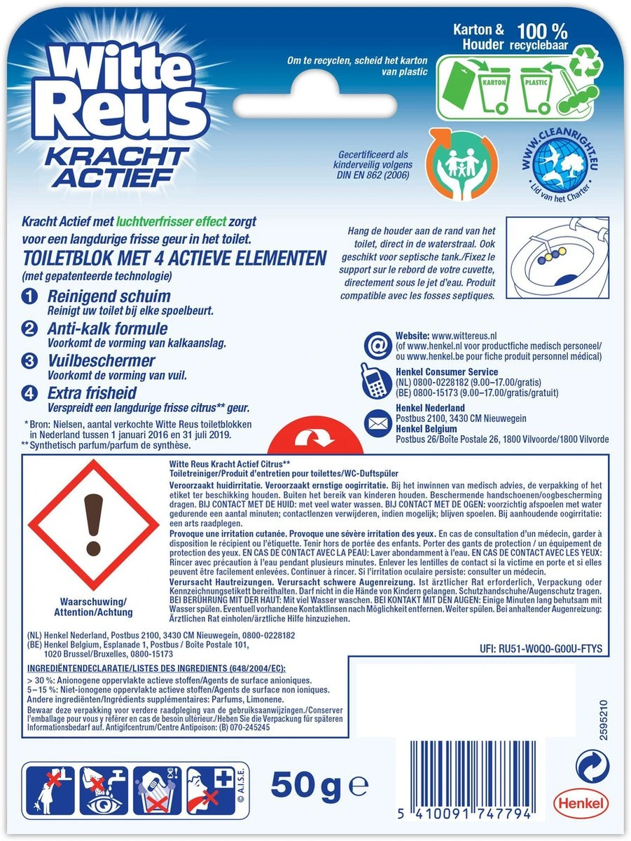 Witte Reus Kracht Actief Toiletblok - Citrus - WC Blokjes Voordeelverpakking - 10 Stuks Witte Reus Kracht Actief Toiletblok - Citrus - WC Blokjes Voordeelverpakking - 10 Stuks -Greenpan Winkel 901x1200 3