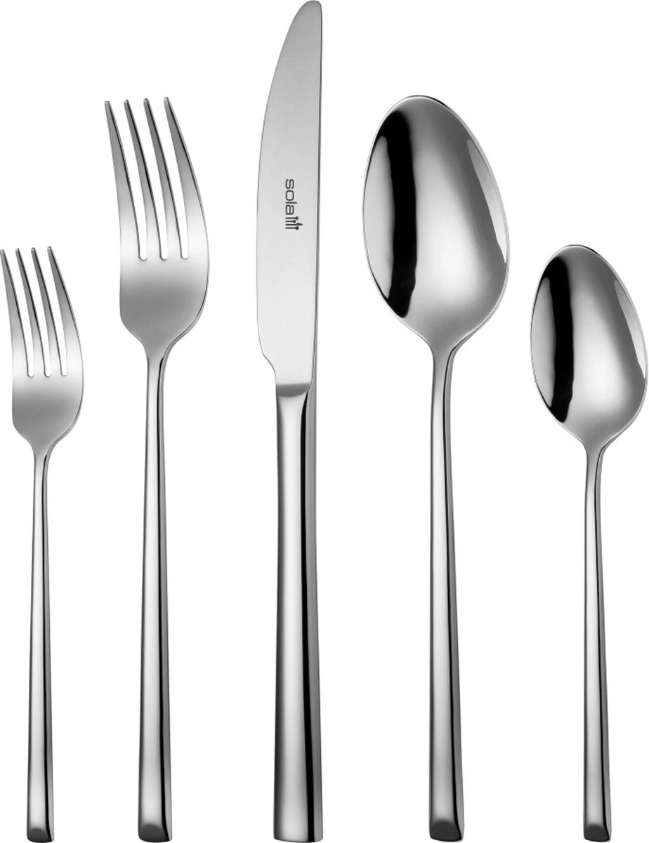 Sola Bestekset Luxor - Modern - 9 persoons - 90 delig - Zilverwit Edelstaal 18/10 - RVS - Zilver Sola Bestekset Luxor - Modern - 9 Persoons - 90 Delig - Zilverwit Edelstaal 18/10 - RVS - Zilver -Greenpan Winkel