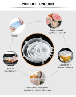 Siliconen Vershoud Deksels – Set Van 6 Stuks – Flexibel – Herbruikbaar – Wit - Stretch Tot Wel 30 Cm -Greenpan Winkel 939x1200