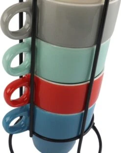 Orange85 Koffiekopjes - Met Houder - Set Van 6 - Gekleurd - 300 Ml - Keramiek -Greenpan Winkel 945x1200